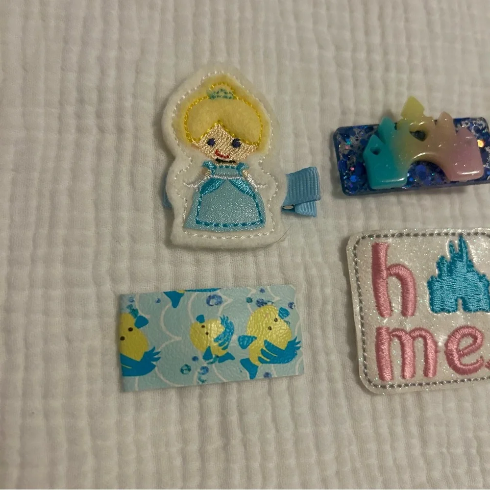 Disney Cinderella Flounder Pua Hair Bow Barrette Lot